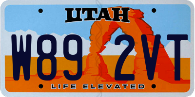 UT license plate W892VT