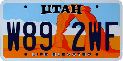 UT license plate W892WF