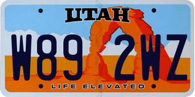 UT license plate W892WZ
