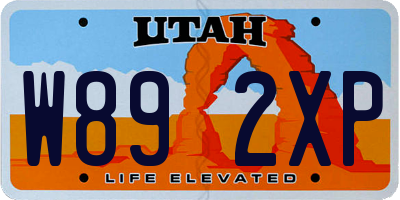 UT license plate W892XP