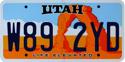 UT license plate W892YD