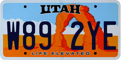 UT license plate W892YE