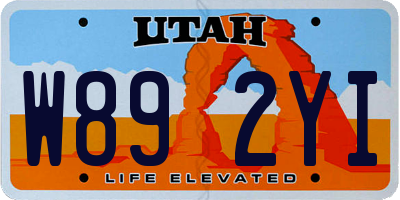 UT license plate W892YI