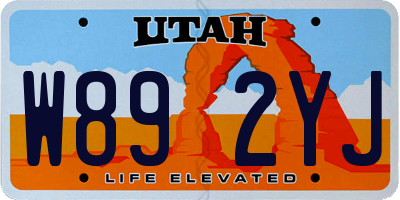 UT license plate W892YJ