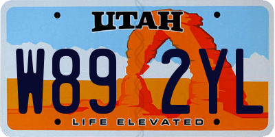 UT license plate W892YL