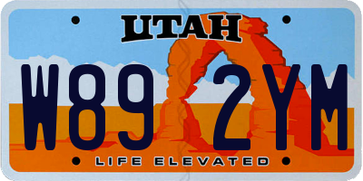 UT license plate W892YM