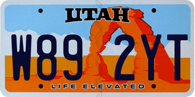 UT license plate W892YT