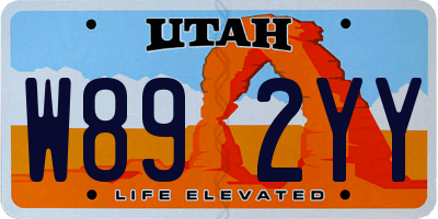 UT license plate W892YY