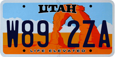 UT license plate W892ZA