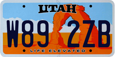 UT license plate W892ZB