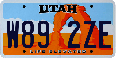 UT license plate W892ZE