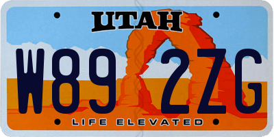 UT license plate W892ZG