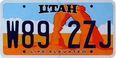 UT license plate W892ZJ