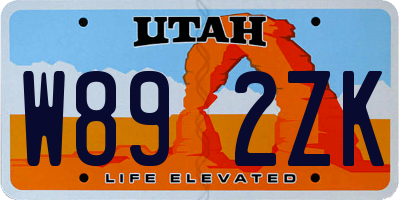 UT license plate W892ZK
