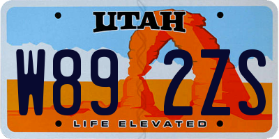 UT license plate W892ZS