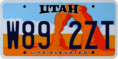UT license plate W892ZT