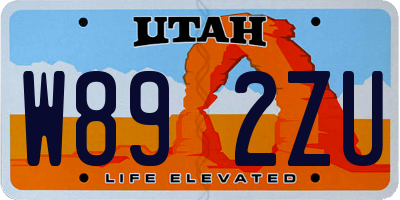 UT license plate W892ZU