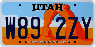 UT license plate W892ZY