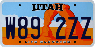 UT license plate W892ZZ