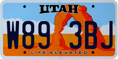 UT license plate W893BJ