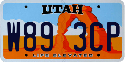 UT license plate W893CP