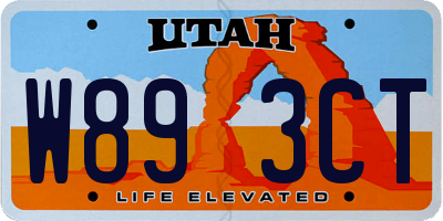 UT license plate W893CT