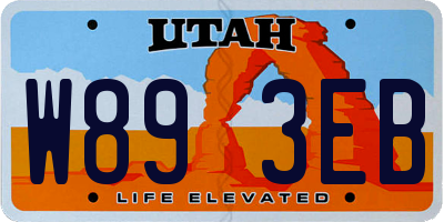 UT license plate W893EB
