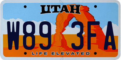 UT license plate W893FA