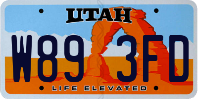 UT license plate W893FD