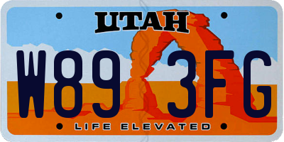 UT license plate W893FG