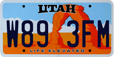 UT license plate W893FM