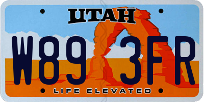 UT license plate W893FR