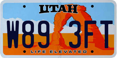 UT license plate W893FT