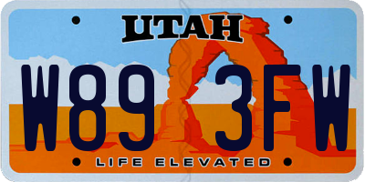 UT license plate W893FW