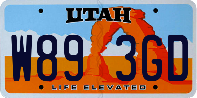 UT license plate W893GD