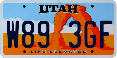 UT license plate W893GF