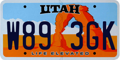 UT license plate W893GK