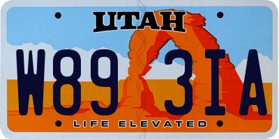UT license plate W893IA