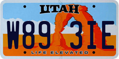 UT license plate W893IE