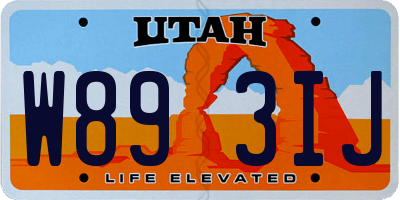 UT license plate W893IJ