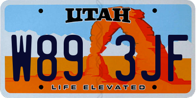 UT license plate W893JF