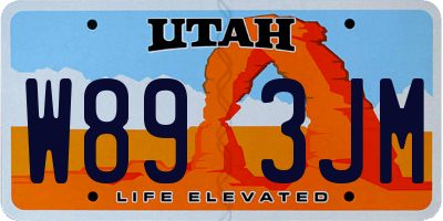 UT license plate W893JM