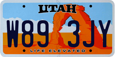 UT license plate W893JY