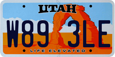 UT license plate W893LE