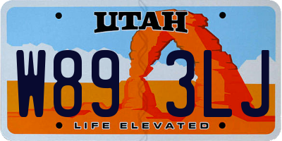 UT license plate W893LJ