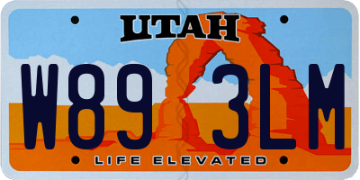 UT license plate W893LM