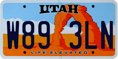 UT license plate W893LN