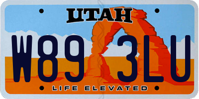 UT license plate W893LU