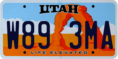 UT license plate W893MA