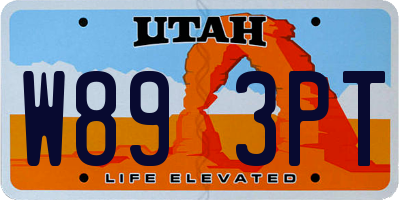 UT license plate W893PT